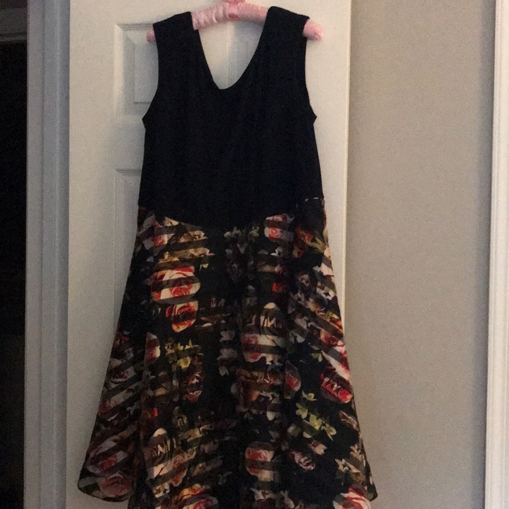 Navy floral taffeta bottom dress
